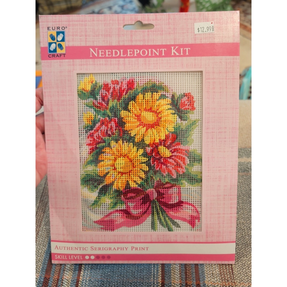 New Grafitec Euro Craft Needlepoint KIT Serigraphy Floral Bouquet